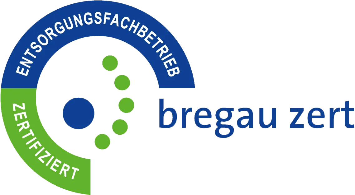 Offizielles Siegel: Zertifizierter Entsorgungsfachbetrieb der bregau zert GmbH für Pöppelmeyer Umweltservice